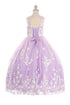 Little Girls Lilac 3D Floral Applique Lace Sequin Flower Girl Dress 2-6